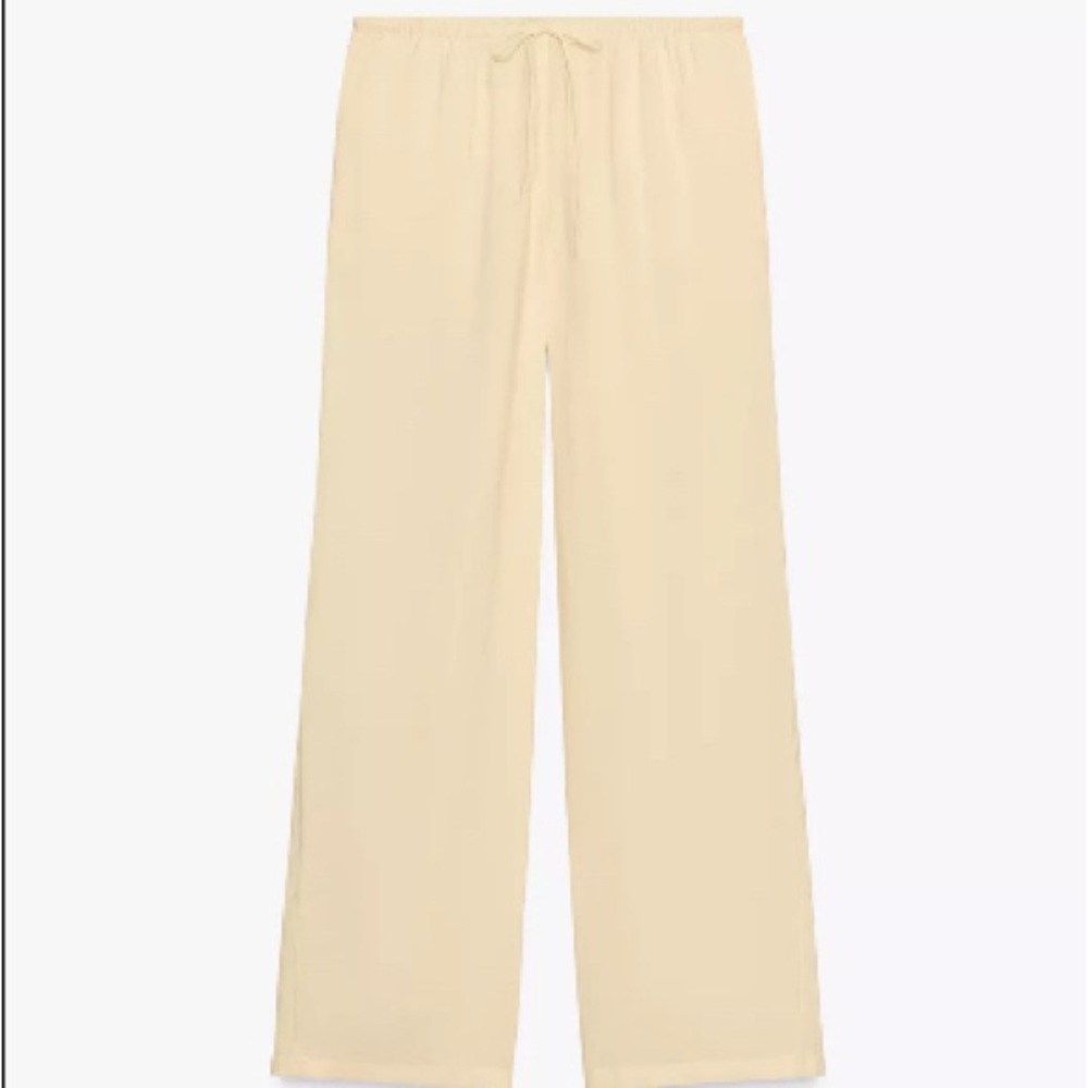 Zara Light Beige Wide-Leg Trousers
